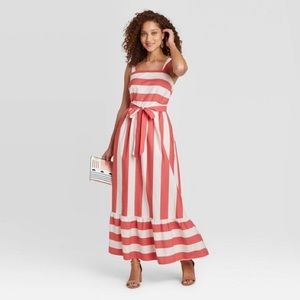 NWT Long pink and white striped dress, Target